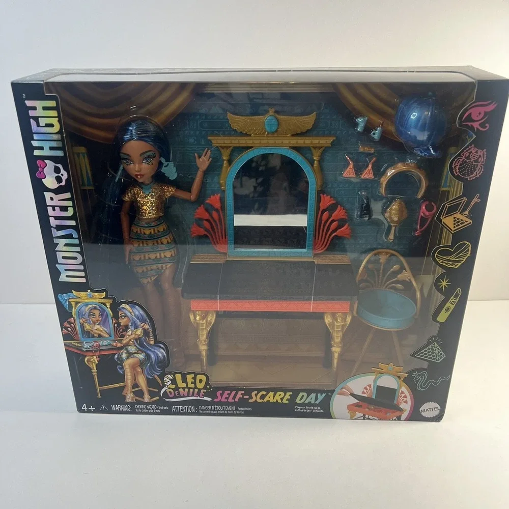 Monster High Cleo De Nile Self Scare Day Doll And Vanity Set With acessories NEW